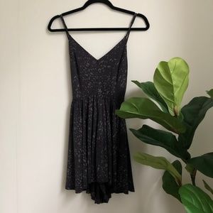 UO Fit and Flare Dark Grey Multi Romper Dress